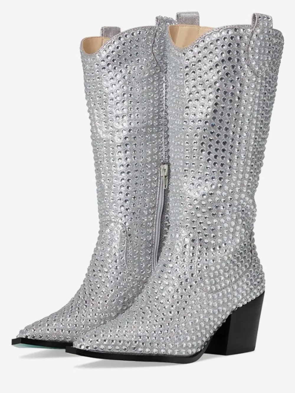 Blue by Betsey Johnson Randy Rhinestone Cowboy Boots 8 - Picture 2 of 14